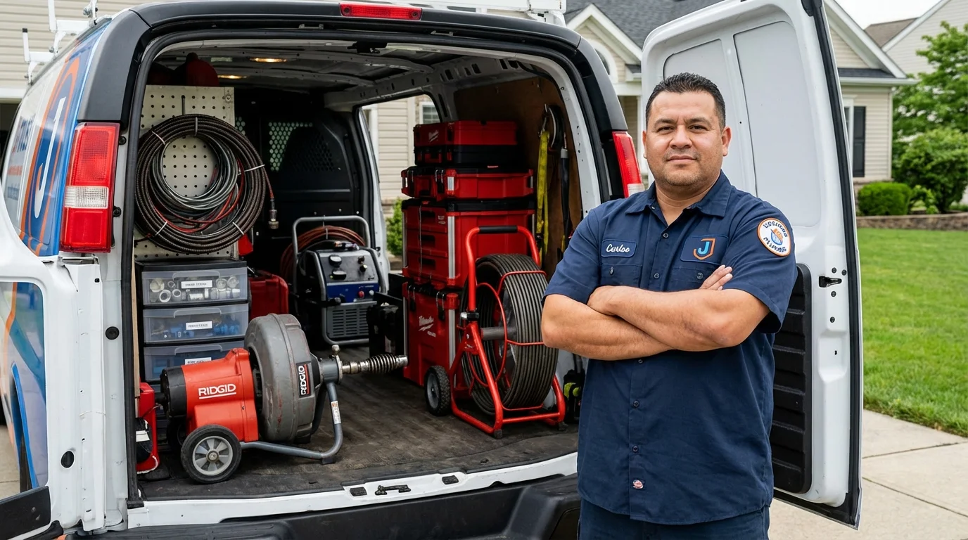 Professional drain cleaning equipment and Johns Plumbing LLC plumber in Pittsfield