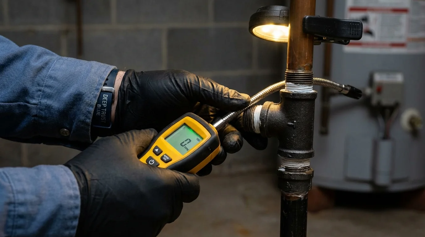 Gas leak detection with electronic sniffer by Johns Plumbing LLC in Pittsfield